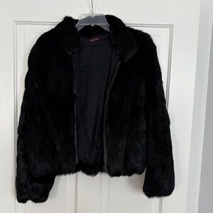Elegant Black rabbit‎ Fur Jacket